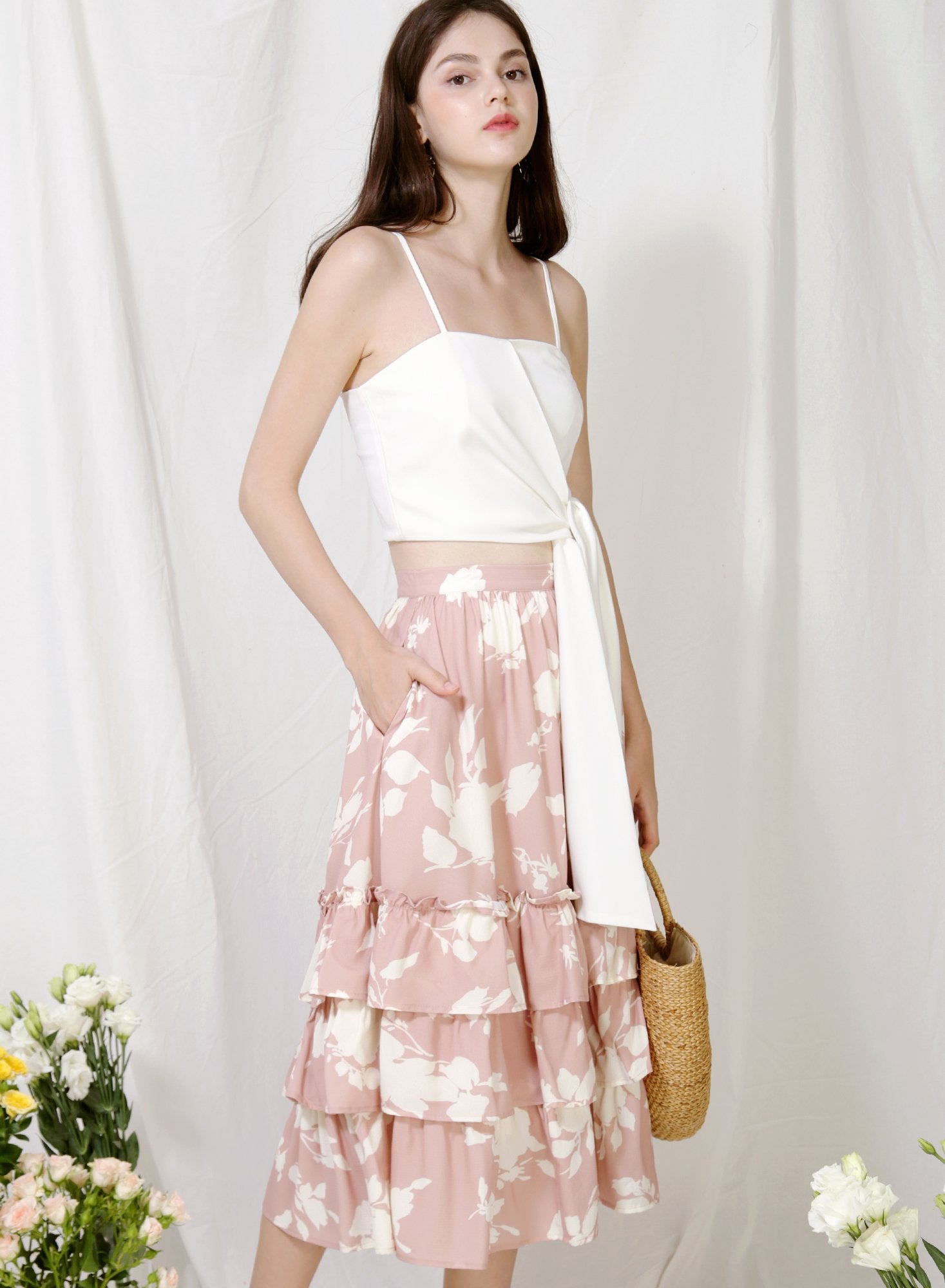 Archive: Charmed Ruffle Tiers Skirt (Blush Floral)