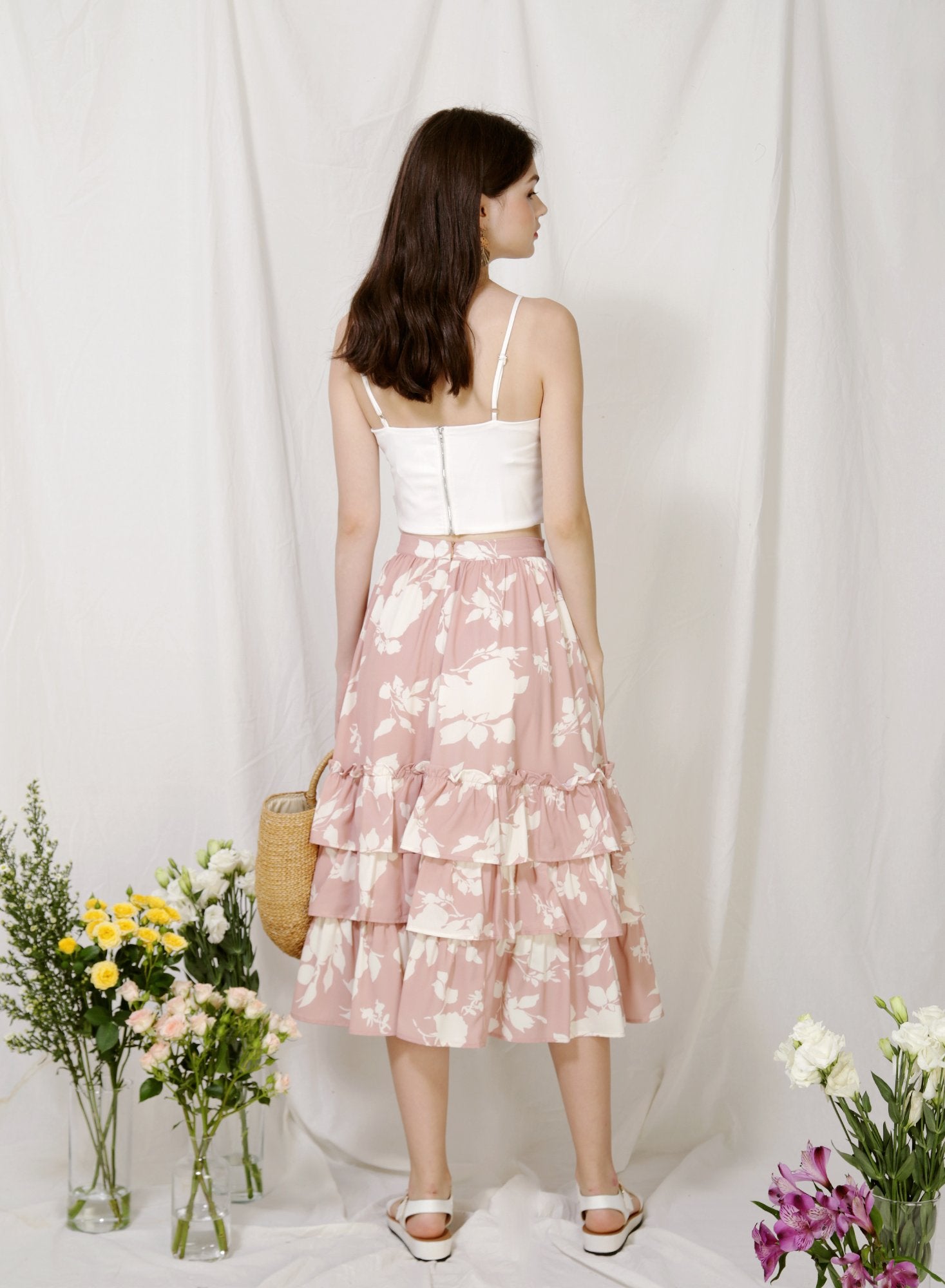 Archive: Charmed Ruffle Tiers Skirt (Blush Floral)