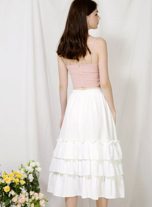 Archive: Charmed Ruffle Tiers Skirt (White)
