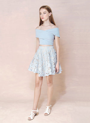 FACADE Crochet Flare Skirt (Sky) - And Well Dressed