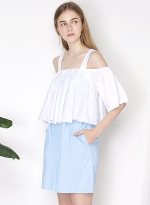 SMITTEN Contrast Cold Shoulder Dress (White) - And Well Dressed