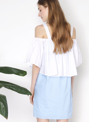 SMITTEN Contrast Cold Shoulder Dress (White) - And Well Dressed