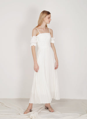 Atelier Pleated Maxi Dress (White)