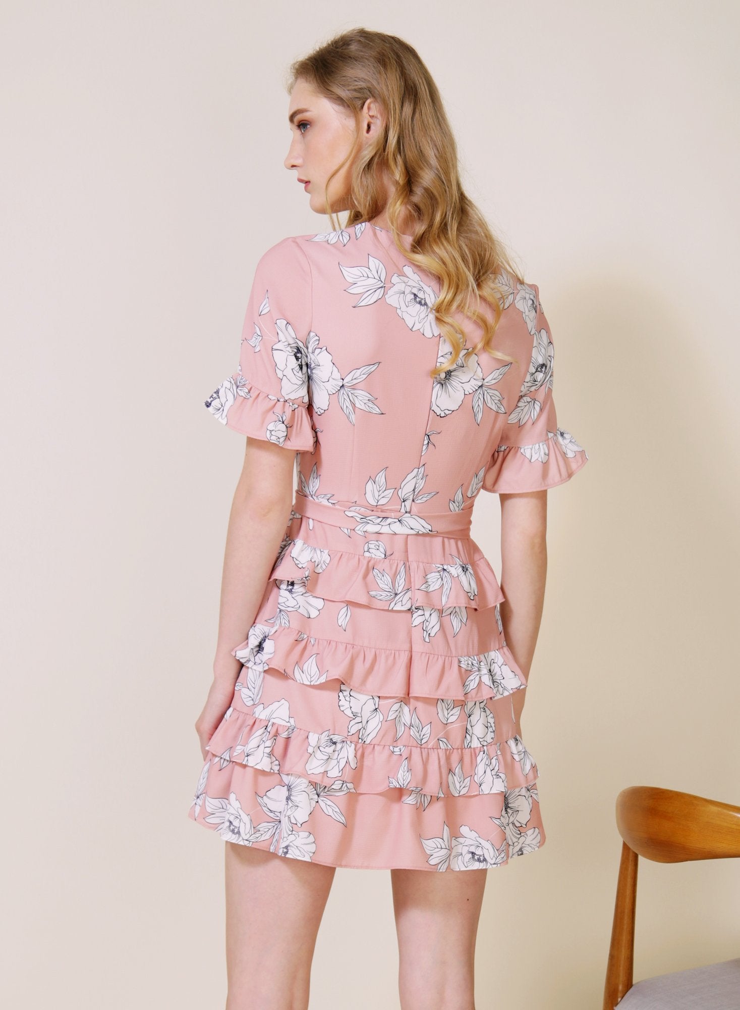 Archive: Midnight Ruffle Tiers Dress (Blush Floral)
