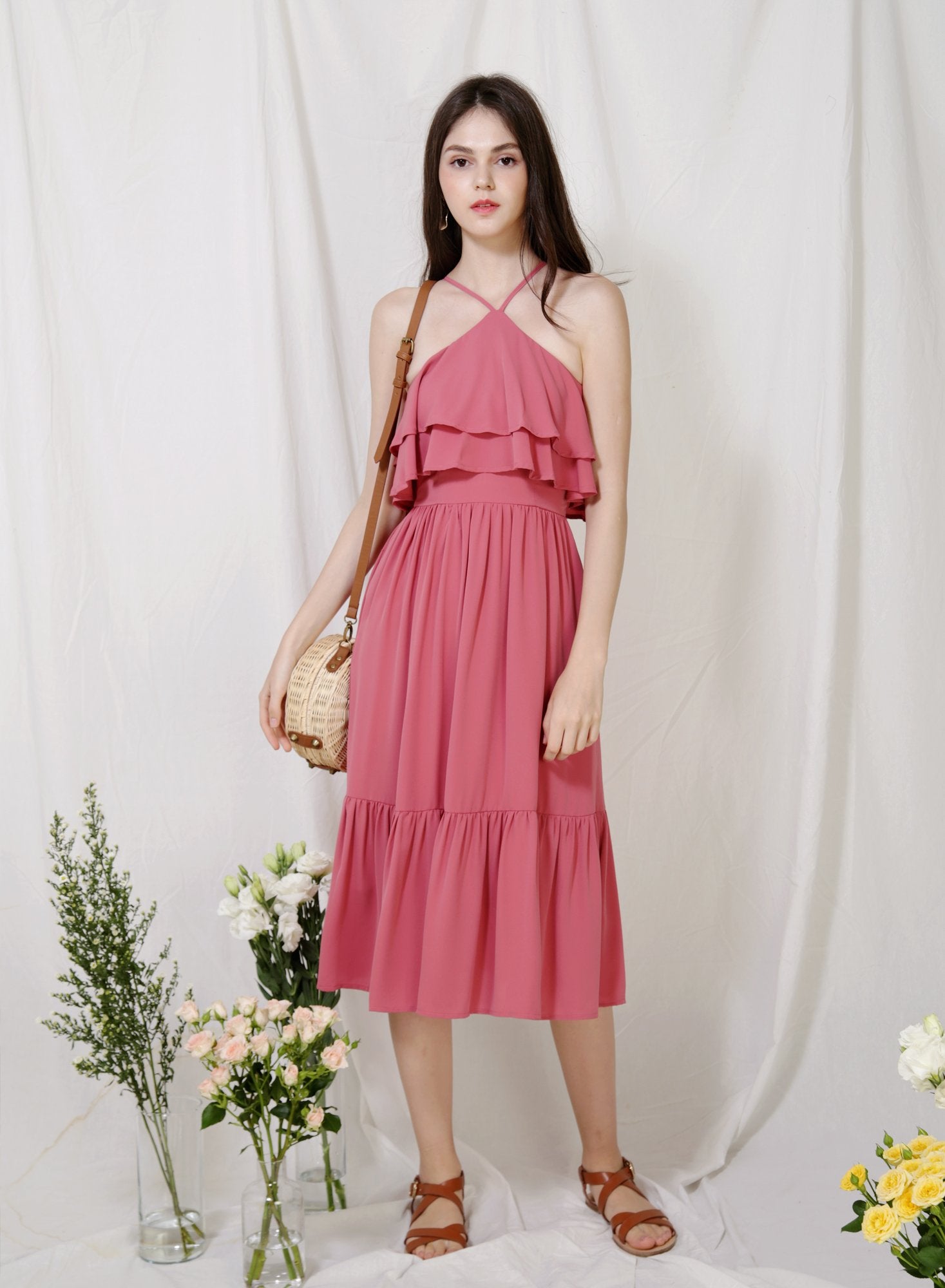 Archive: Wildflower Double Tiers Midi Dress (Rose)