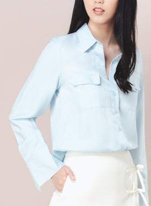 DIVERGE Split Back Buttoned Shirt (Sky) - And Well Dressed